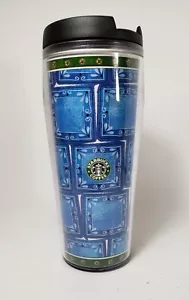 STARBUCKS 2002 BARISTA BLUE SQUARE PICTURE FRAME 16 OZ COFFEE TRAVEL TUMBLER - Picture 1 of 8