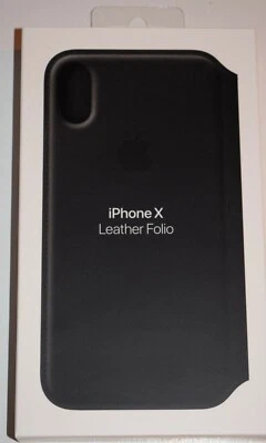 Genuine Original Official Leather Folio Flip Case Black for Apple iPhone X  - Image 1 of 4