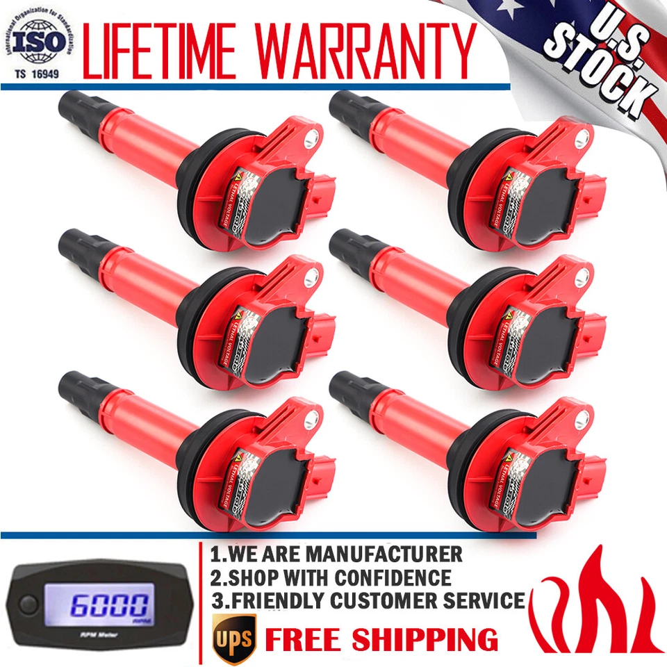 Paquete de 6 bobinas de encendido de alto rendimiento para Mazda 6 2009-2013/CX-9 2008-2018 3,7 L Foto 1 de 4