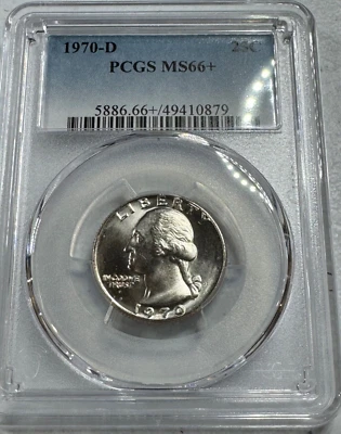 1970-D  WASHINGTON US Mint QUARTER,   MS66+ by PCGS,   a SUPERB looking Coin!!!! - Image 1 of 4