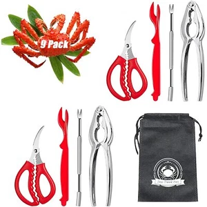 9Pcs Seafood Tools Set Crab Lobster Crackers Stainless Steel Forks Opener She... - Picture 1 of 7