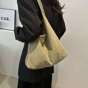 Suede Hobo Bag for Women Slouchy Purse Fashionable Leather Shoulde Office Tote - Picture 1 of 23