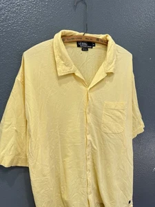 Vintage 90’s Polo Ralph Lauren Yellow Cotton Men’s Loop Collar Button Up Polo XL - Picture 1 of 5