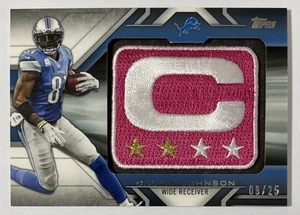 Calvin Johnson 2014 Topps Commemorative Captain's Patch Card Pink (09/25) Lions - Picture 1 of 2
