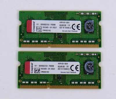 Kingston 8GB(2x4GB) KVR16S11S8/4 PC3-12800 1600MHz DDR3 SODIMM Laptop Memory - Image 1 of 2