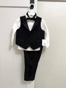 NEW 1 STARTING OUT 3 PIECE BABY BOY BLACK SUIT SIZE 12 MONTHS - Picture 1 of 3