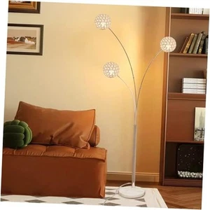 3-Light Modern LED Floor Lamp, Adjustable Series 4- 3 Lights Silver- Hollow - Photo 1/7