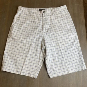 Bermuda Eddie Bauer pantaloncino uomo taglia 34/10 beige a quadri casual cotone preppy - Foto 1 di 8