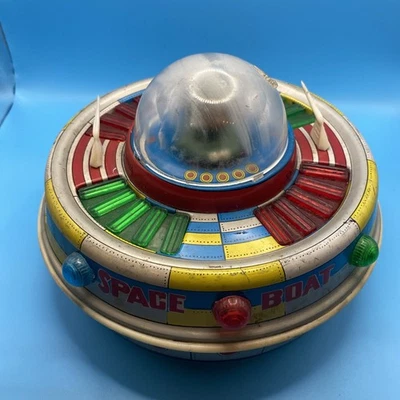 Toys hobbies vintage antique toys tin vehicles space boat. - Image 1 of 4