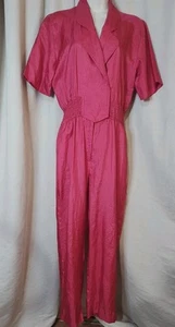 Vintage Hot Pink Jumpsuit mit Knopfleiste Laura & Jayne Collection Taschen SS Damen Gr. M? - Bild 1 von 10