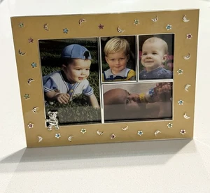 Astor Lane Multi Photo Frame Silver Metal Yellow Enamel Baby Bear NEW In Box - Picture 1 of 7