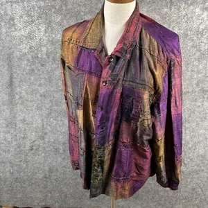 Chico's Jacke Damen XL lila gold Ausbrenner Perlen bestickt Knopfleiste - Bild 1 von 13
