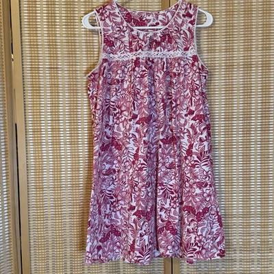 Croft & Barrow Womens M Nightgown Floral Pink White Sleeveless Cottagecore Fairy - Image 1 of 4