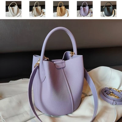 Small Real Leather Tote Shoulder Bag Purse Bucket Fashion Handbag Crossbody - Image 1 of 4