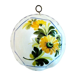 Vintage CERAMICHE ABC Bassano Hand Painted Mold Italian Yellow Floral Hanging - Picture 1 of 10