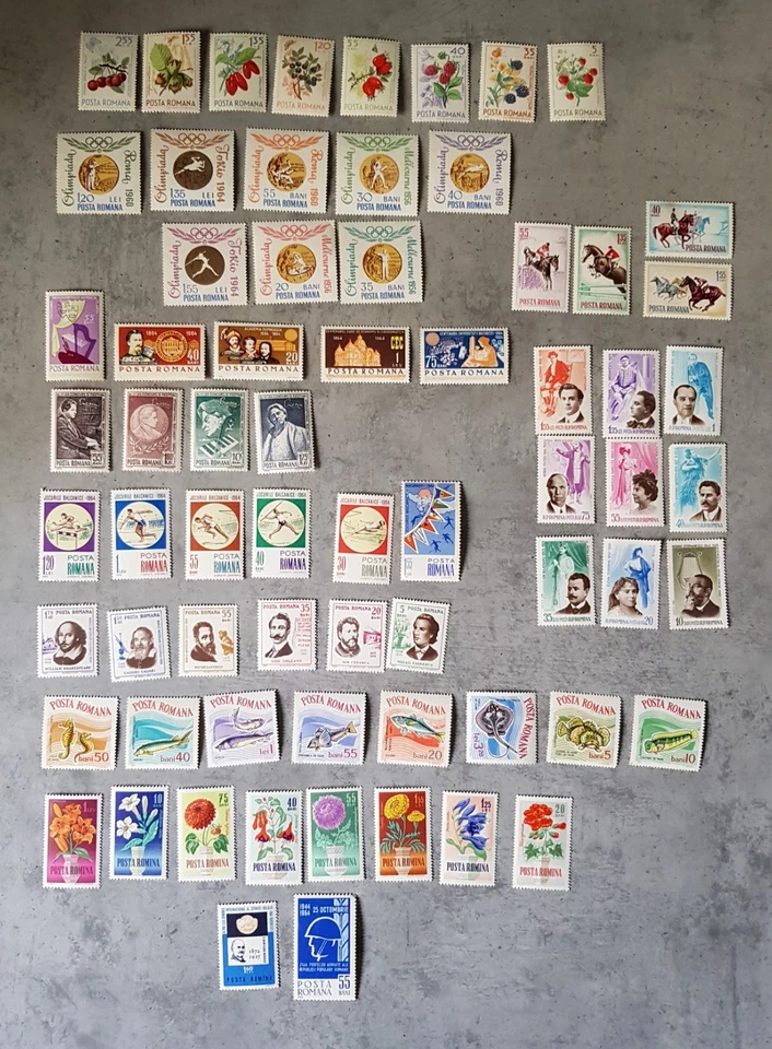 RUMANÍA-ESCRITORES-FLORES Y OLIMPIADA Y MÚSICA-AÑO 1964-HERMOSO LOTE MNH Foto 1 de 1