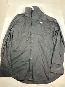 Tesla Motors Hemd Herren Medium Schwarz Mitarbeiter Freizeit Knopfleiste Logo Langarm - Bild 1 von 3