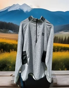 Chaqueta de primavera New Balance XL Inpact Run gris con media cremallera verde azulado moteado para hombre - Imagen 1 de 9