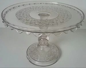 Cake Stand Rare EAPG Sun Purple Daisy Button c.1890's Scallop Edge 8" Tall - Picture 1 of 1
