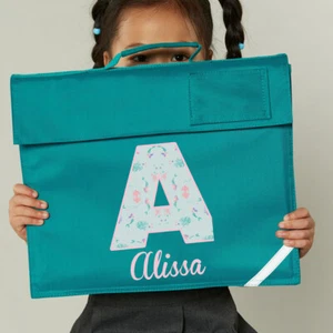 Bolsa de libros escolares personalizada con cualquier nombre texto niños niñas regreso a la escuela #BTC2 - Imagen 1 de 22