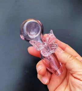 1pcs 4 inch Blown Glass Herb Smoking Ceremonial Tobacco Pipe, Glass Pipe-Pink - Picture 1 of 6