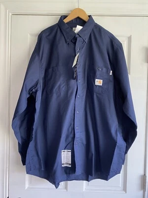 Camisa masculina manga longa AN39 Carhartt Flame FR azul FRS 159 2XL - Imagem 1 de 4