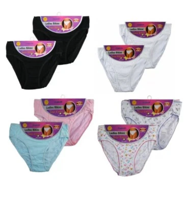 Calzoncillos de bikini para damas de 3 a 6 pares de algodón lisos florales bragas pantalones ropa interior Foto 1 de 4