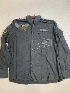 Raw Blue Shirt Mens XL Button Up Long Sleeve 100% Cotton Black Tactical  RN73064 - Picture 1 of 11