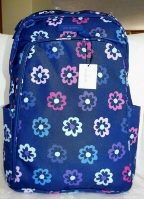 VERA BRADLEY осветлить большой рюкзак - Элли цветы синий - с подкладкой ноутбука новый с Ярлыками - Изображение 1 из 4