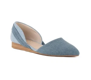 Seychelles Anthropologie Great Escape Denim D'orsay Flat-Size 8 - Picture 1 of 11