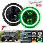 7" Inch Led Headlight Green Drl For Military Truck Hummer M998 M923 M35a2 Humvee