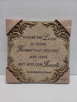 "Placa de pared de piedra de sentimiento donde amamos Oliver Wendell Holmes 8""x8"" nueva en paquete" Foto 1 de 4