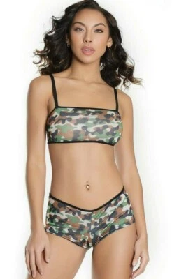 Conjunto corto botín camuflado para mujer conjunto de sujetador bandeau camuflaje atletismo talla única Foto 1 de 4