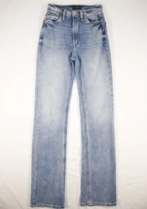 Pantalones de mezclilla plateados para mujer 25x33 vintage corte boot ajustados elásticos desgastados lavado ligero - Imagen 1 de 10