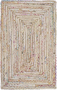 Cape Cod Collection Accent Rug - 2'3" X 4', Beige & Multi, Handmade Boho Braided - Picture 1 of 4