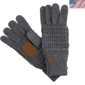 Unisex Cable Knit Winter Warm Anti-Slip Touchscreen Texting Gloves - Picture 1 of 3
