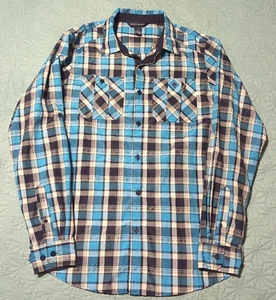 Rocawear Men's Medium Button-down Long Sleeve Blue Plaid Shirt Streetwear Skater - Picture 1 of 5
