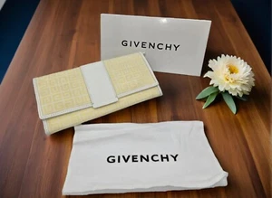 Givenchy Authentic White Lt Yellow canvas bifold long wallet - Picture 1 of 9