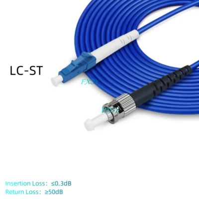 2Pcs 1m 2m 3m 5m 10m 15m ST/UPC to LC/UPC SM OS2 Armored Fiber Optic Patch Cord - Image 1 of 4