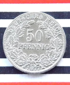 GERMAN 50 PFENNIG 1877 C Silver EMPIRE Frankfurt NICE Old Coin History Beautiful - Picture 1 of 4