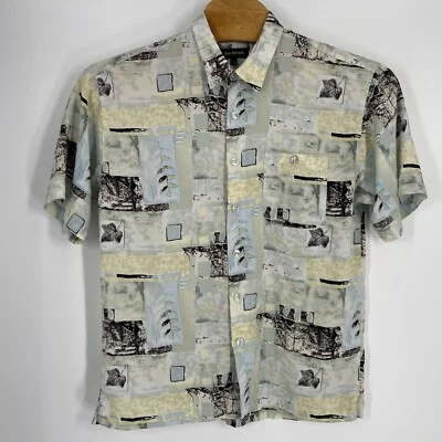 Marc Edwards Mens XL Extra Large Gray Hawaiian Print Rayon Shirt - Image 1 of 4