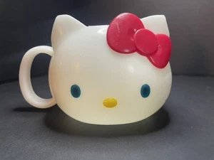 Tazza vintage 2000 Sanrio Hello Kitty plastica per bambini con fiocco rosso anime Giappone - Foto 1 di 7