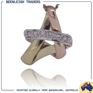 Multi-Tone Gold Diamond Set Stylized INITIAL A PENDANT Genuine 9ct Gold & Dia - Picture 1 of 10