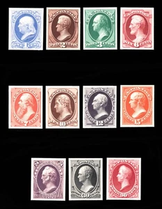 MOMEN: US STAMPS #145P3-155P3 PLATE PROOF ON INDIA MOUNTED ON CARD XF LOT #96110 - Picture 1 of 2