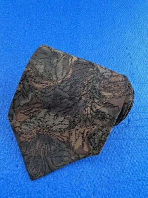 Auténtica corbata LUCIANO SOPRANI diseño floral abstracto marrón 100 % seda Foto 1 de 4