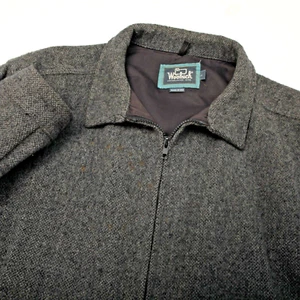 Vintage Woolrich Jacket Mens Large Gray Heather Wool Full Zip Pockets Made in US - Picture 1 of 17