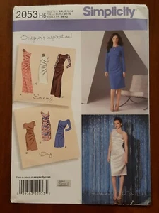SIMPLICITY PATTERN - 2053 LADIES DRESS SIDE SEAM PLEATS OFF-THE-SHLDR 6-14 USED - Picture 1 of 2