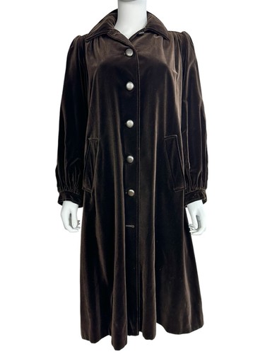 SAINT LAURENT (YSL) Cappotto classico velluto marrone Yves Saint Laurent anni 70 taglia FR 36