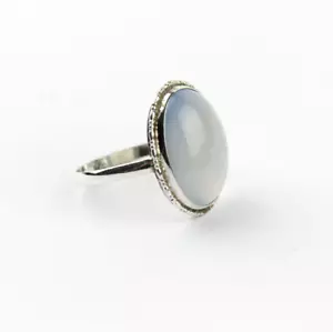 Anello In Argento 925 Con Pietra Preziosa Ovale Regalo Unisex Taglia 17/57 - Foto 1 di 3