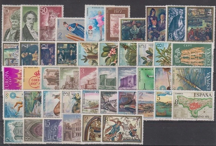 ESPAÑA - ESPAÑA - JUEGO AÑO COMPLETO 1972 CON TODOS LOS SELLOS MNH Foto 1 de 1